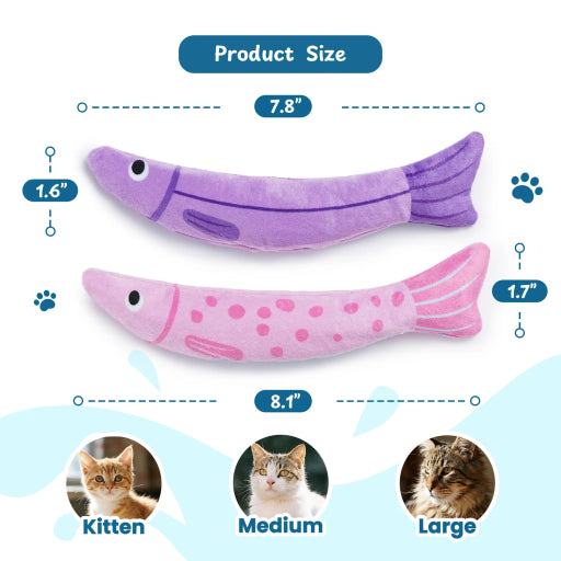 2 Pack XL Fish Cat Toys